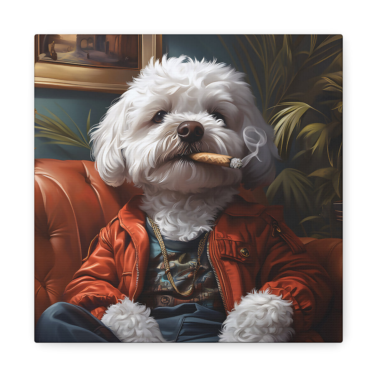Maltipoo Smoking Blunt Canvas – Baked Breeds Stoner Dog Art