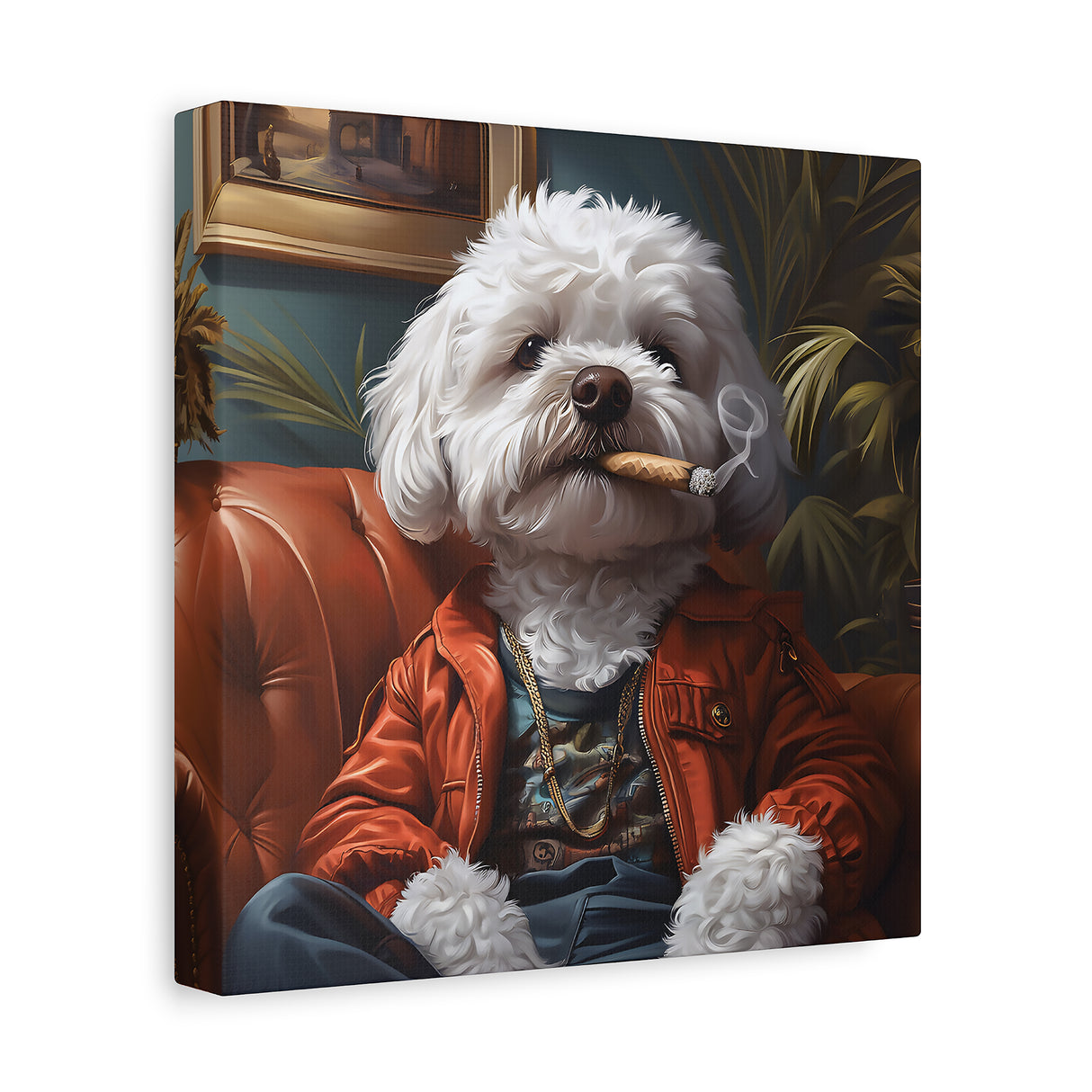 Maltipoo Smoking Blunt Canvas – Baked Breeds Stoner Dog Art