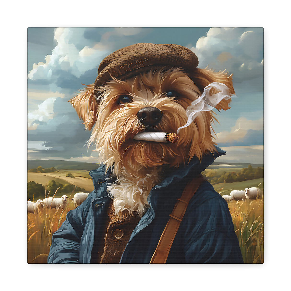 Yorkshire Terrier Smoking Blunt Canvas – Baked Breeds Dog Wall Art