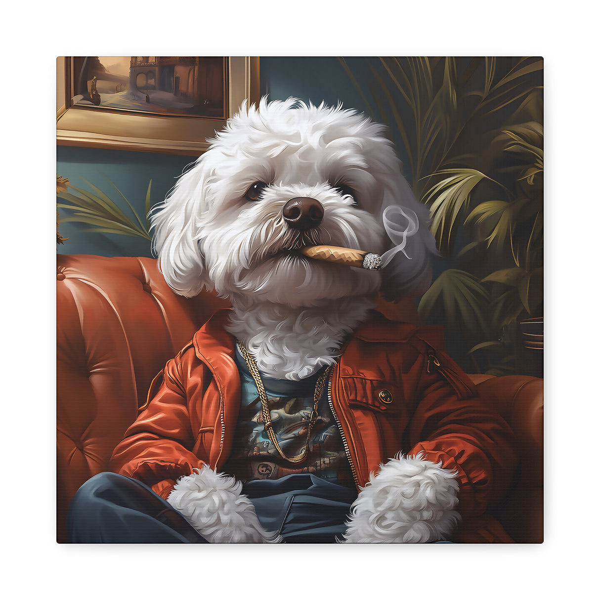 Maltipoo Smoking Blunt Canvas – Baked Breeds Stoner Dog Art