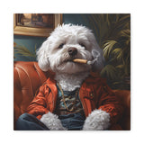 Maltipoo Smoking Blunt Canvas – Baked Breeds Stoner Dog Art