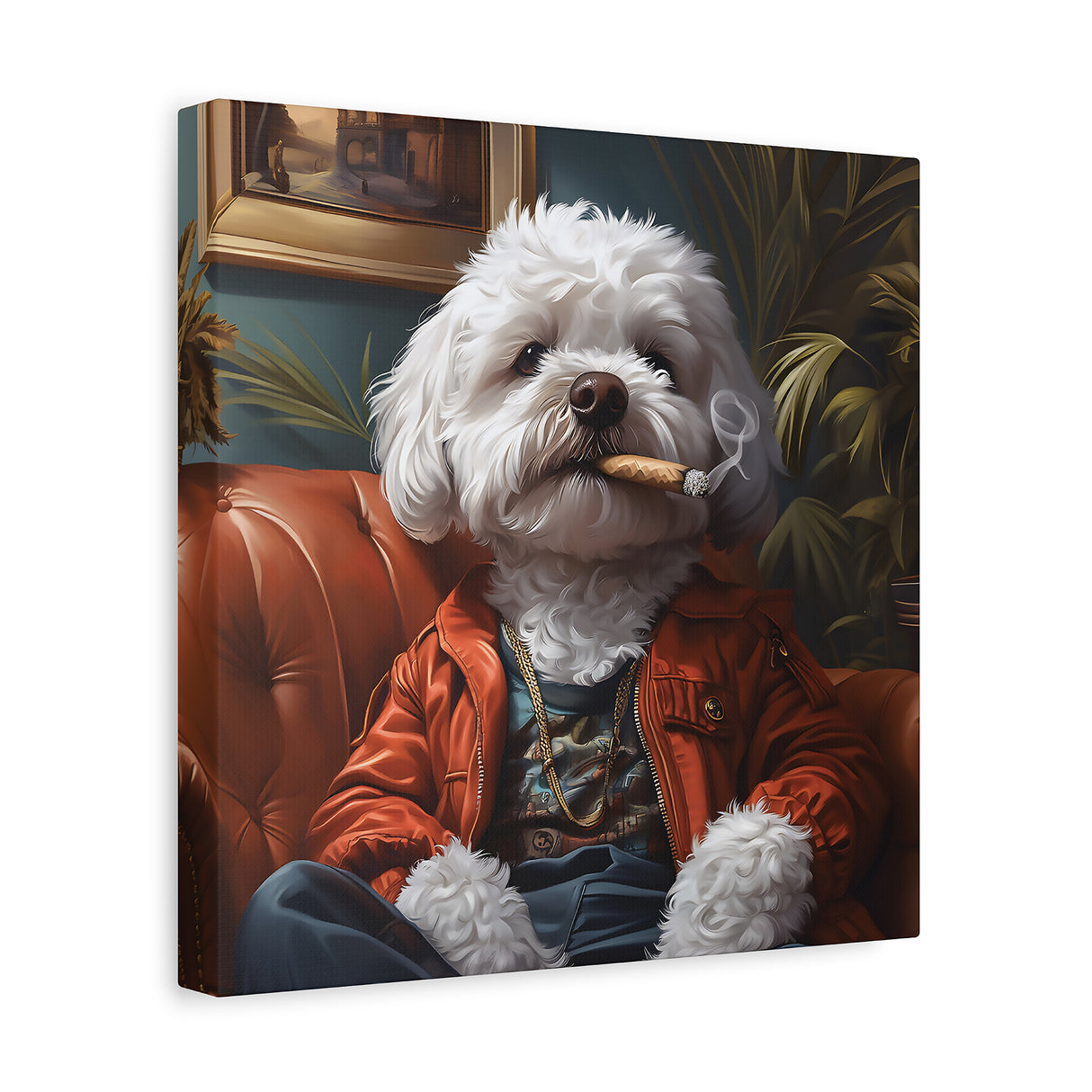 Maltipoo Smoking Blunt Canvas – Baked Breeds Stoner Dog Art