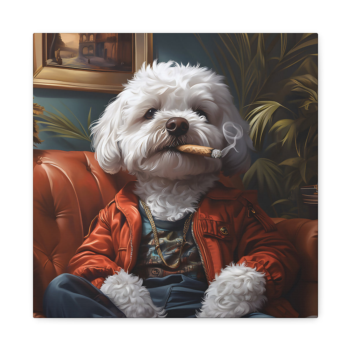 Maltipoo Smoking Blunt Canvas – Baked Breeds Stoner Dog Art