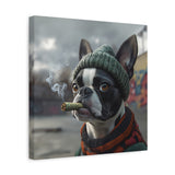 Boston Terrier Stoner Dog Canvas – Baked Breeds Wall Art