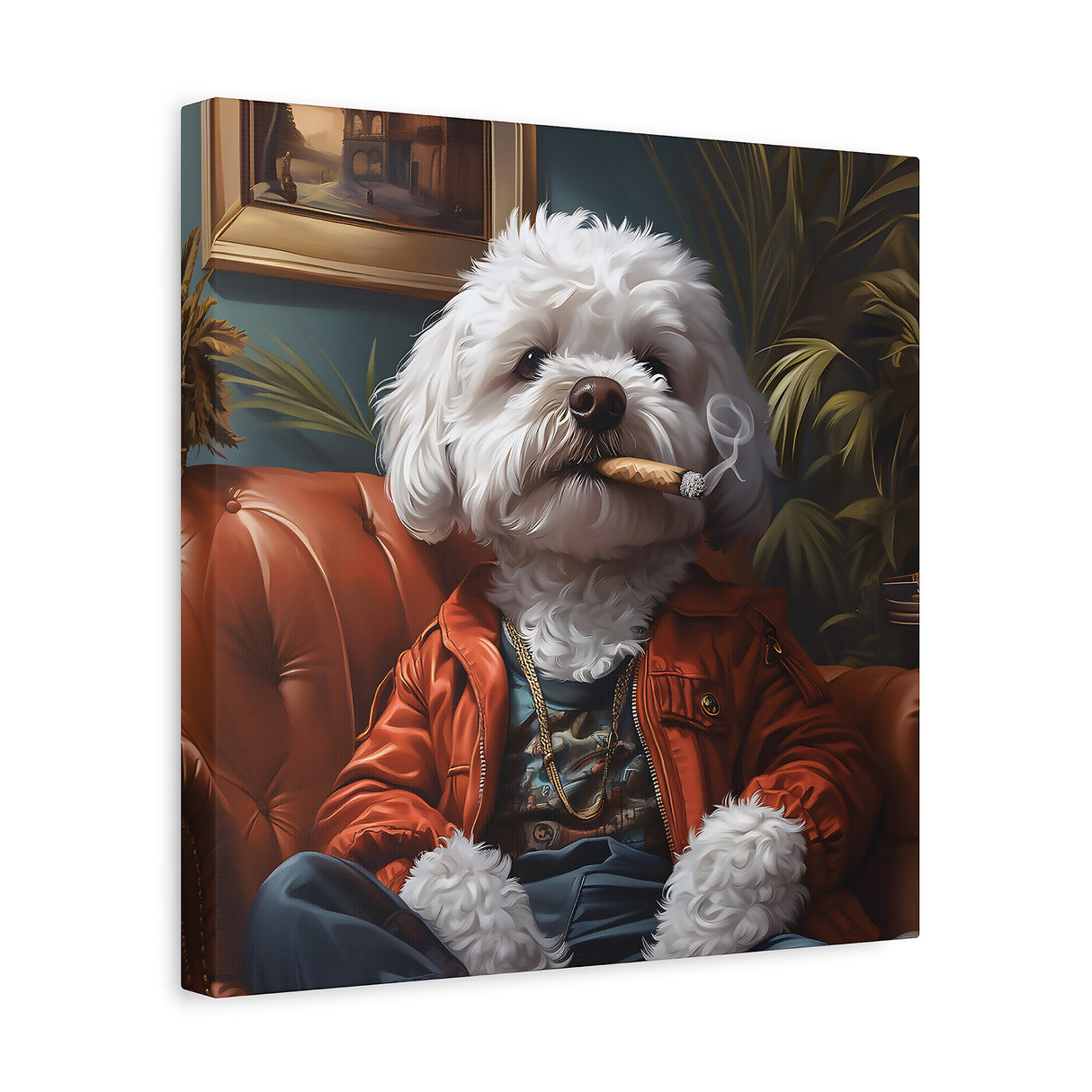 Maltipoo Smoking Blunt Canvas – Baked Breeds Stoner Dog Art