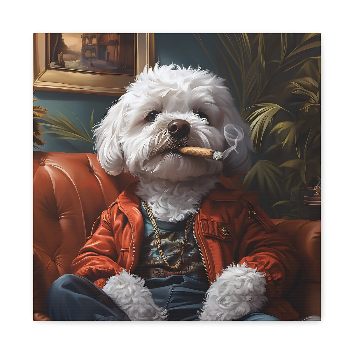 Maltipoo Smoking Blunt Canvas – Baked Breeds Stoner Dog Art
