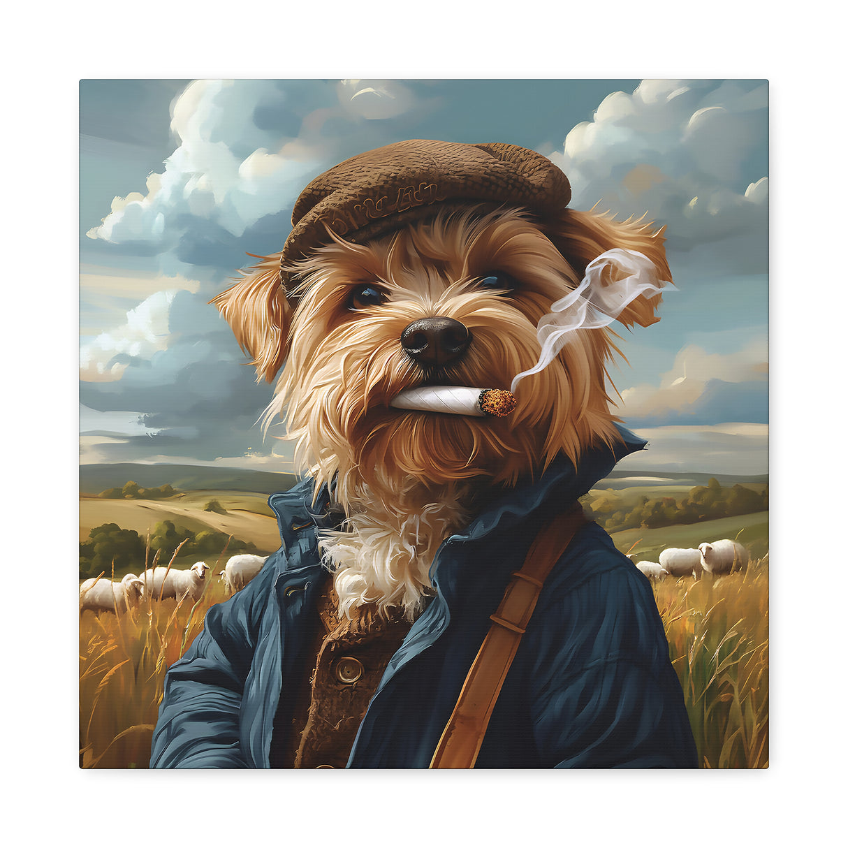 Yorkshire Terrier Smoking Blunt Canvas – Baked Breeds Dog Wall Art