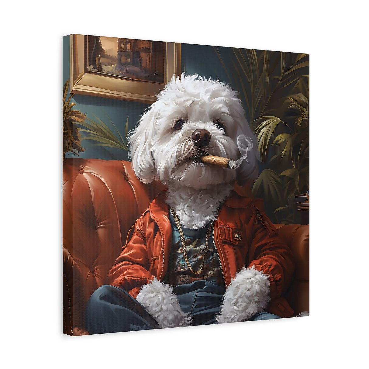 Maltipoo Smoking Blunt Canvas – Baked Breeds Stoner Dog Art