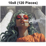 Medusa Stoned Jigsaw Puzzle – Smoking Medusa Art – 120, 252, 500 Pieces – Medusa Gift