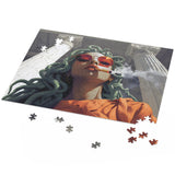 Medusa Stoned Jigsaw Puzzle – Smoking Medusa Art – 120, 252, 500 Pieces – Medusa Gift