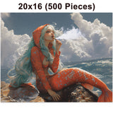 Mermaid Getting Stoned Jigsaw Puzzle – 120, 252, or 500 Pieces | Smoking Mermaid Gift for Stoners | Fantasy Puzzle
