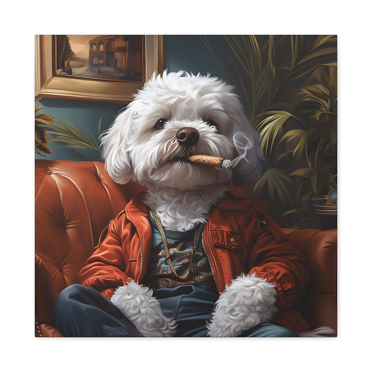 Maltipoo Smoking Blunt Canvas – Baked Breeds Stoner Dog Art