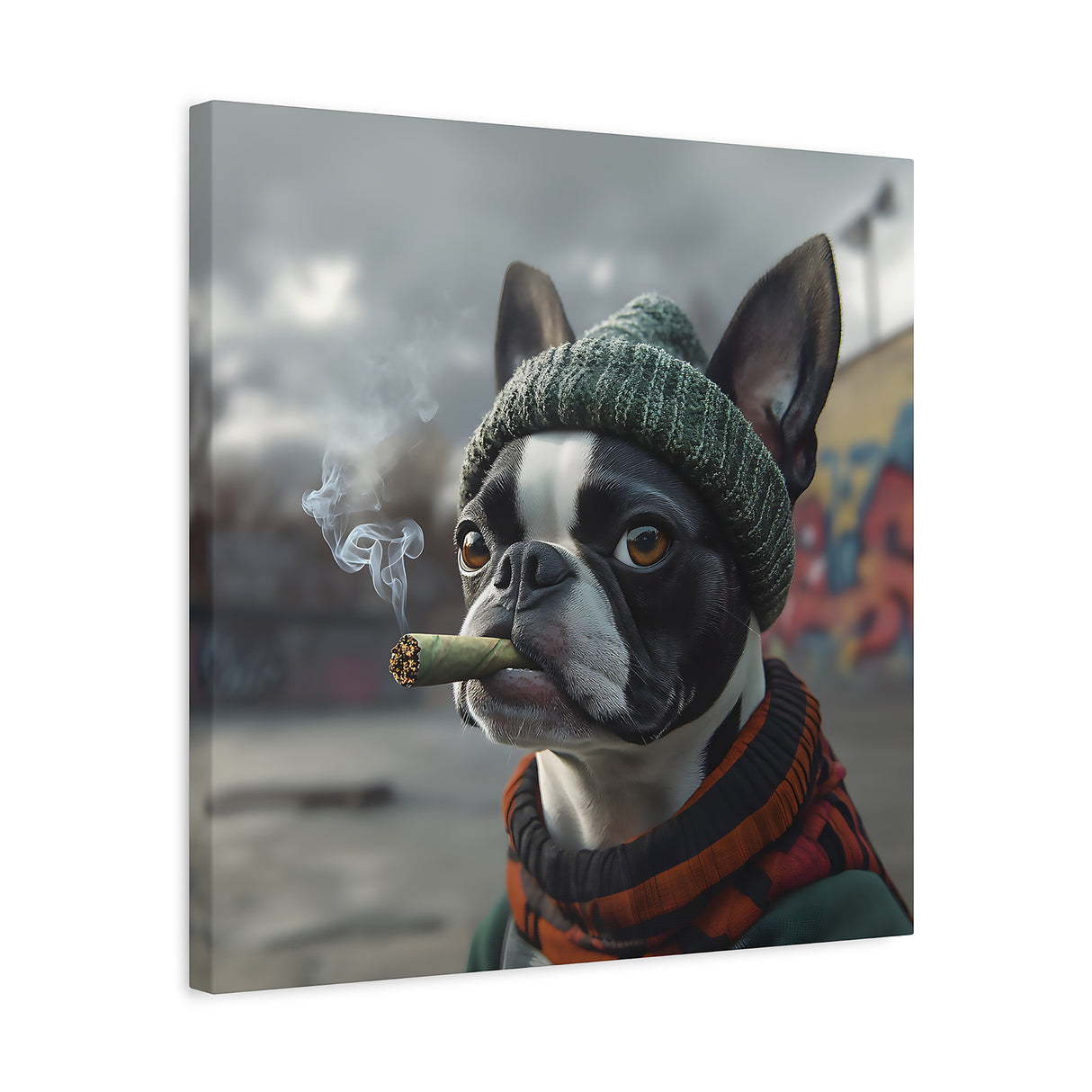 Boston Terrier Stoner Dog Canvas – Baked Breeds Wall Art