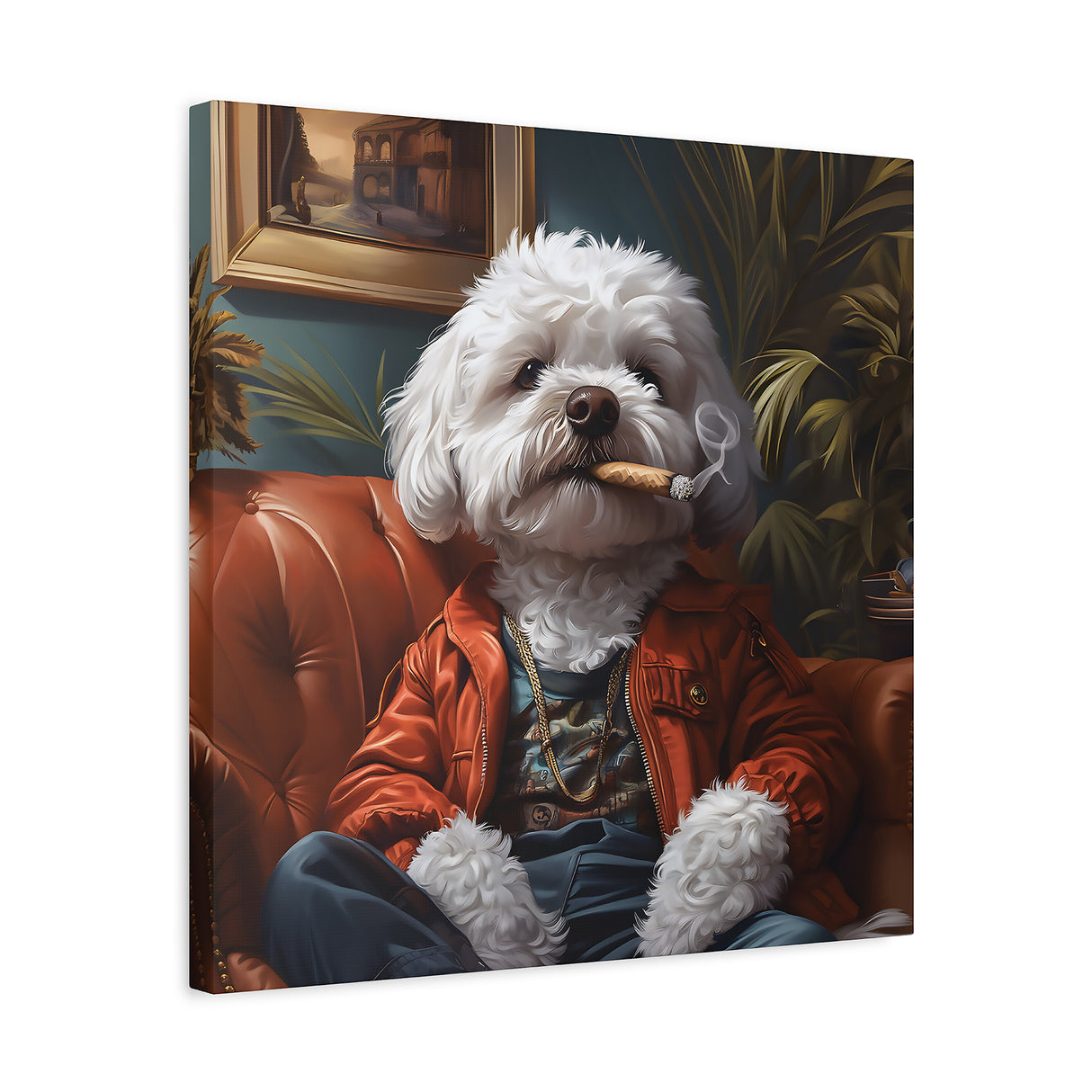 Maltipoo Smoking Blunt Canvas – Baked Breeds Stoner Dog Art