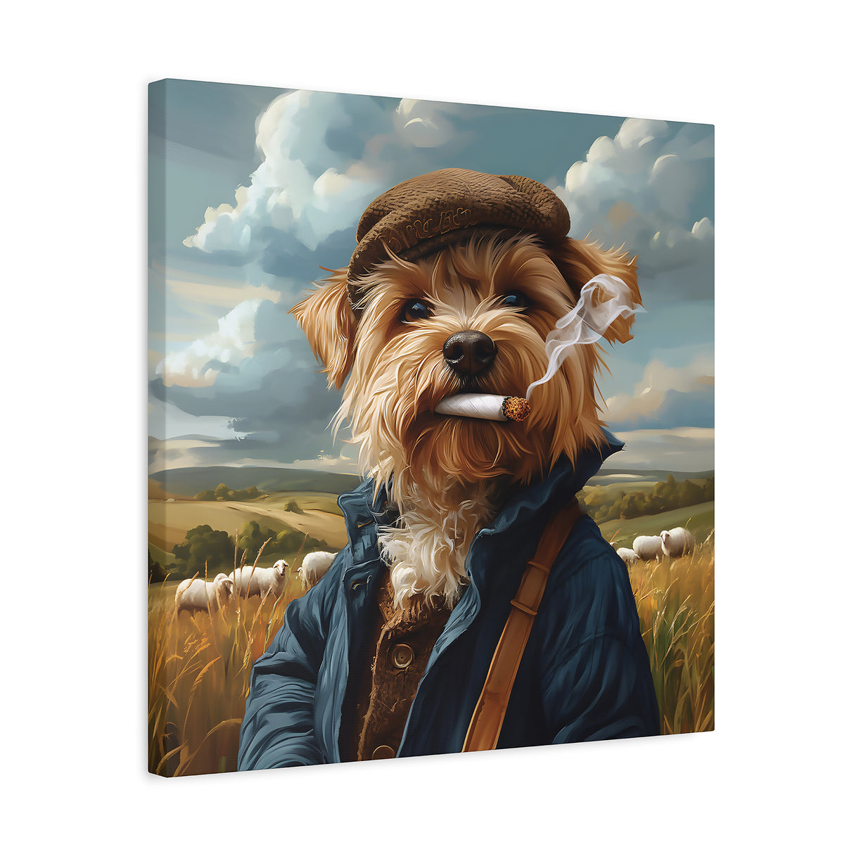 Yorkshire Terrier Smoking Blunt Canvas – Baked Breeds Dog Wall Art
