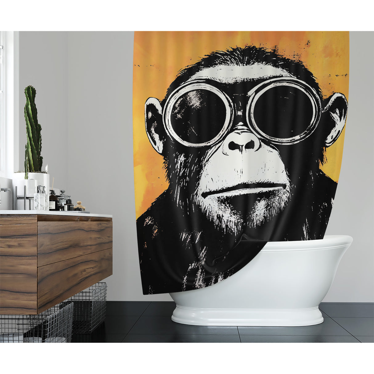 Blazed Chimp Shower Curtain – Chill Vibes for Your Bathroom Jungle