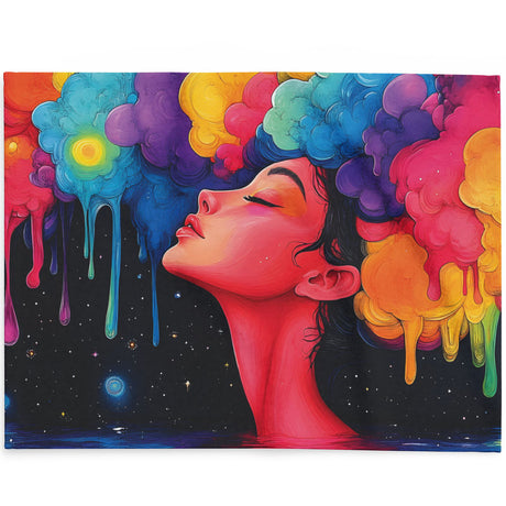 Trippy Psychedelic Arctic Fleece Blanket – Dreamy Cosmic Art Throw