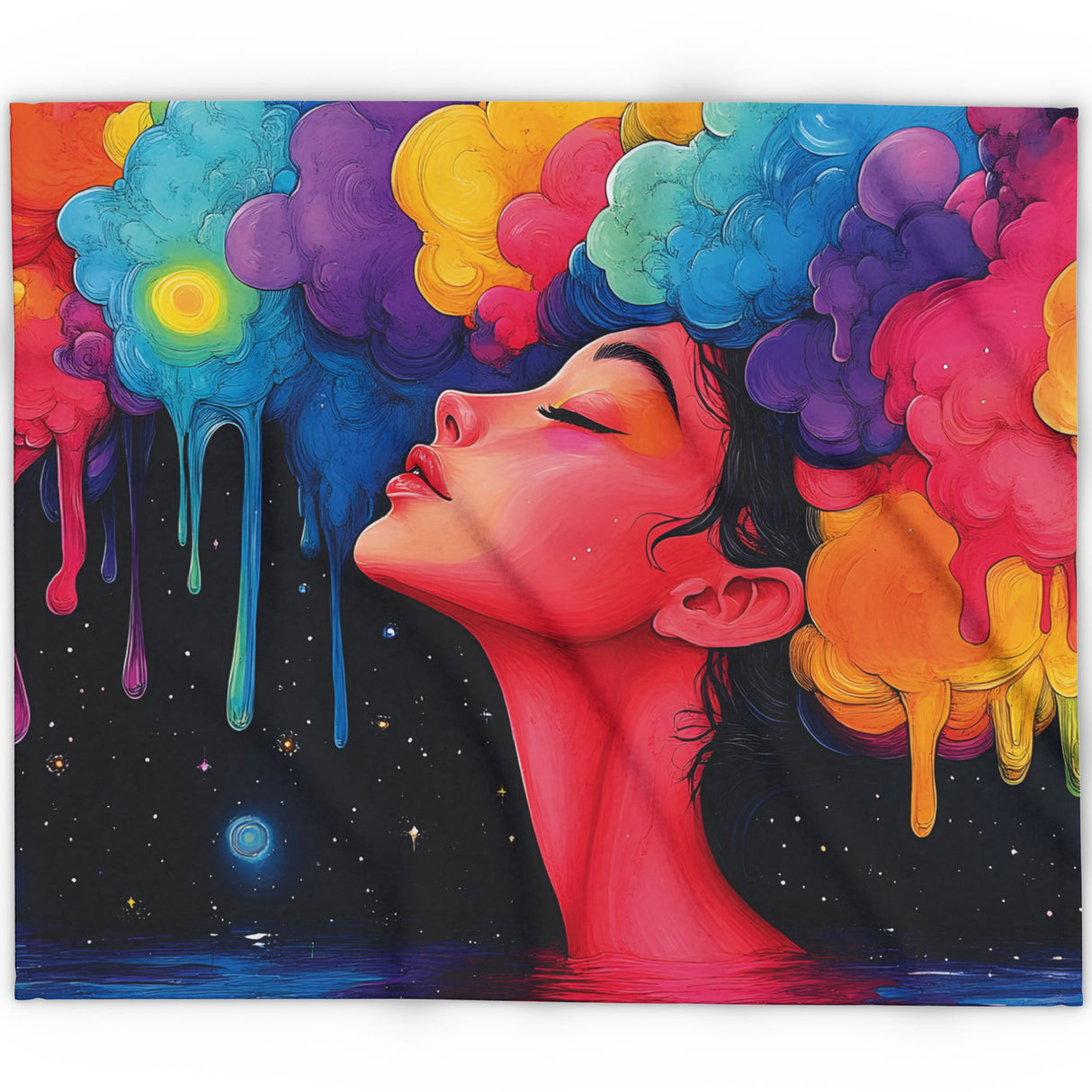 Trippy Psychedelic Arctic Fleece Blanket – Dreamy Cosmic Art Throw
