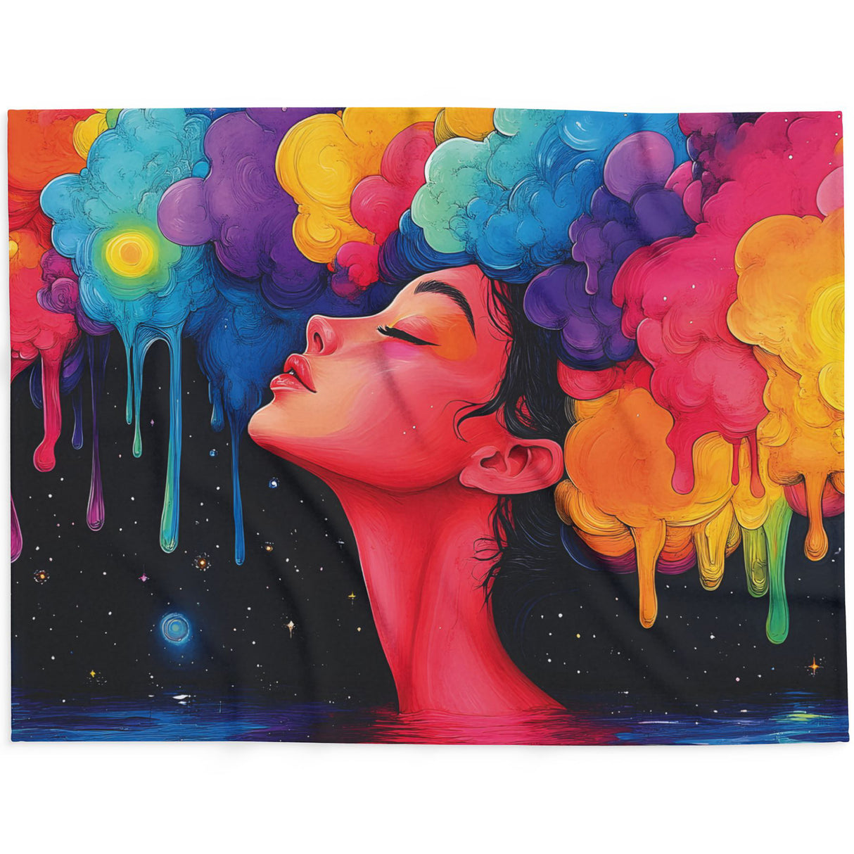 Trippy Psychedelic Arctic Fleece Blanket – Dreamy Cosmic Art Throw