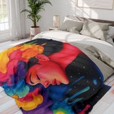 Trippy Psychedelic Arctic Fleece Blanket – Dreamy Cosmic Art Throw