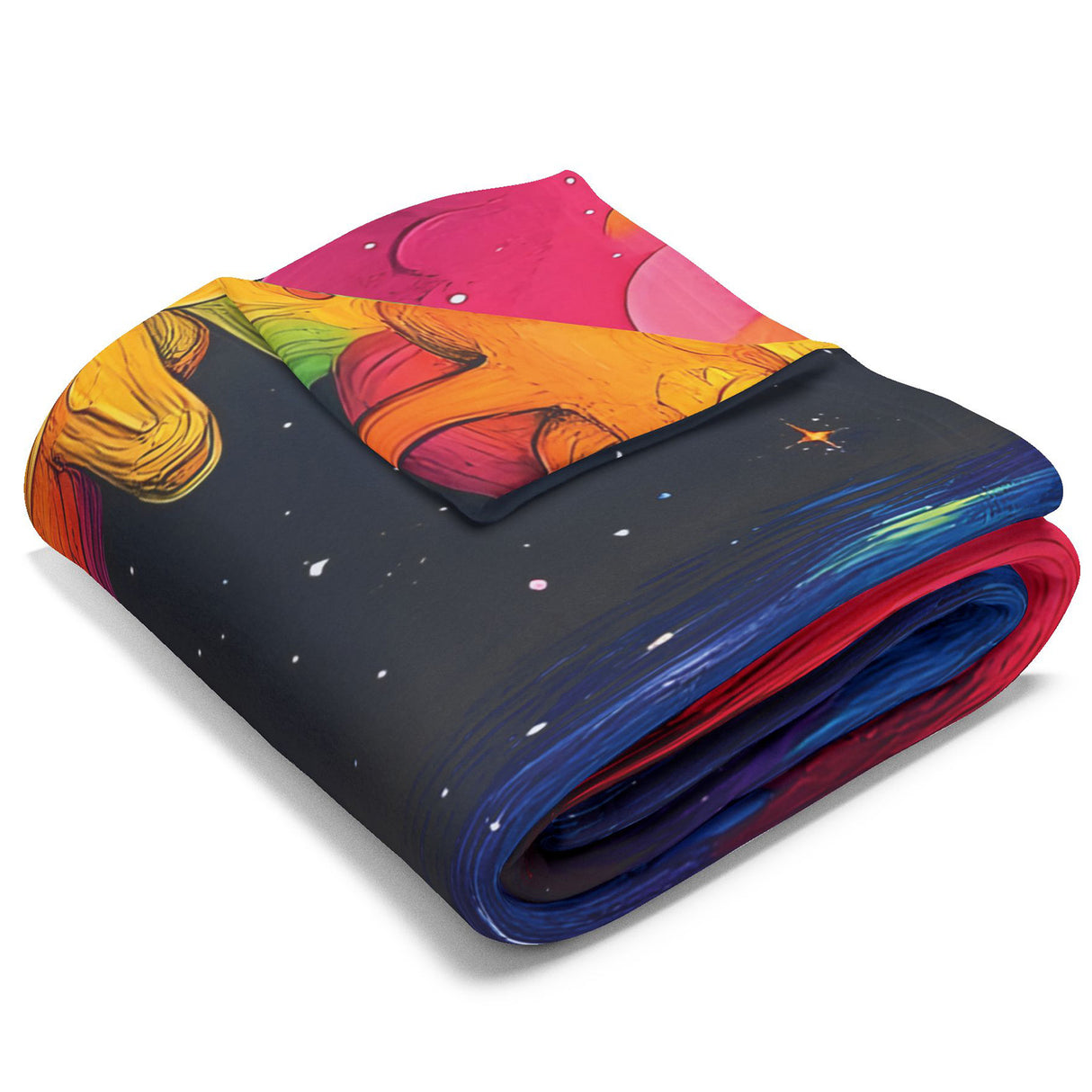 Trippy Psychedelic Arctic Fleece Blanket – Dreamy Cosmic Art Throw