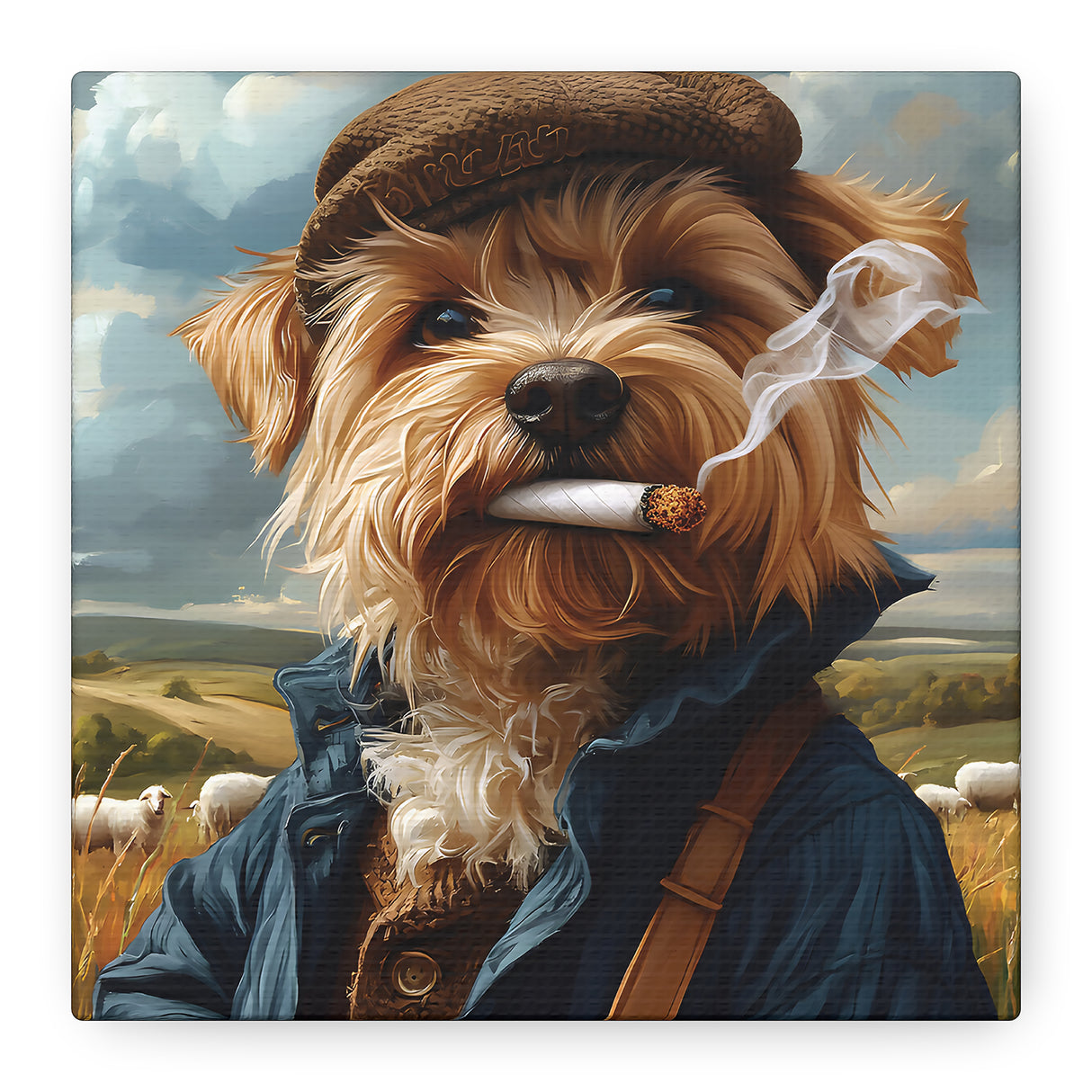 Yorkshire Terrier Smoking Blunt Canvas – Baked Breeds Dog Wall Art