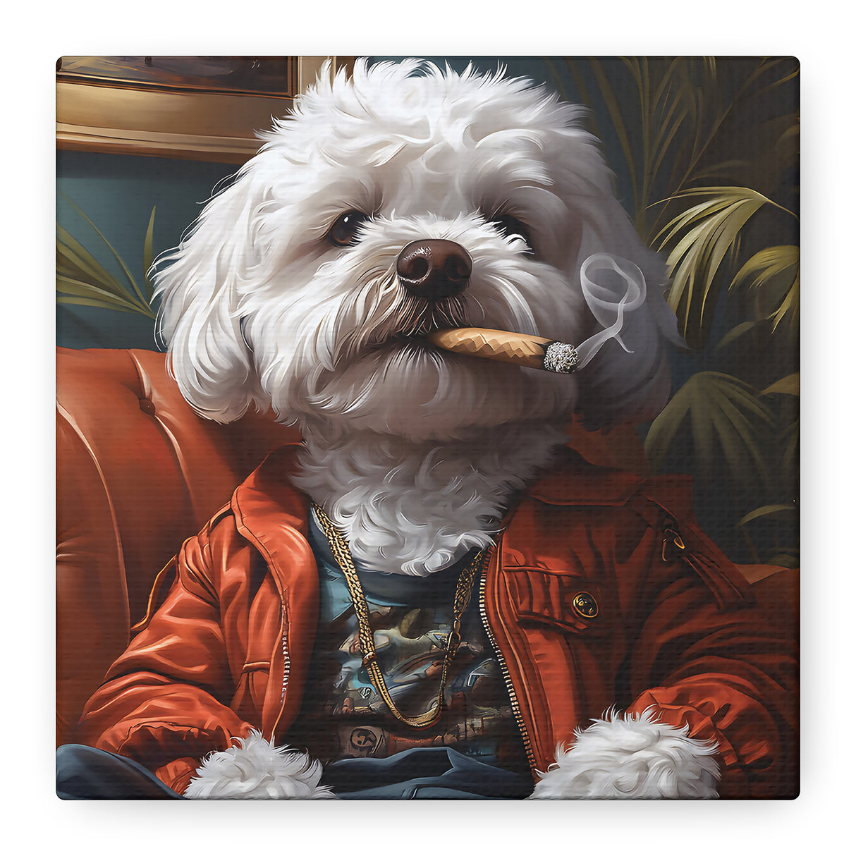 Maltipoo Smoking Blunt Canvas – Baked Breeds Stoner Dog Art