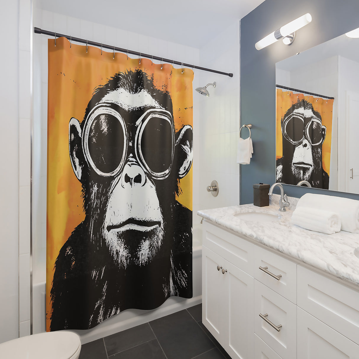 Blazed Chimp Shower Curtain – Chill Vibes for Your Bathroom Jungle
