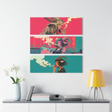 Anime Goat Girl Getting Stoned Triptych Acrylic Prints – Stoner Wall Art