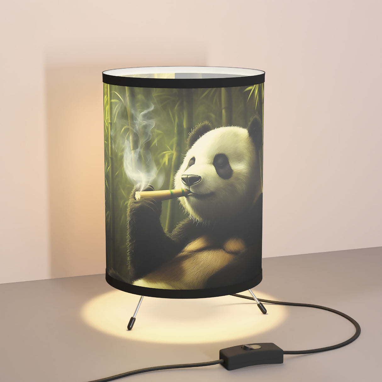 Panda Tripod Lamp with High-Res Printed Shade – Perfect for Home Decor & Unique Gifts