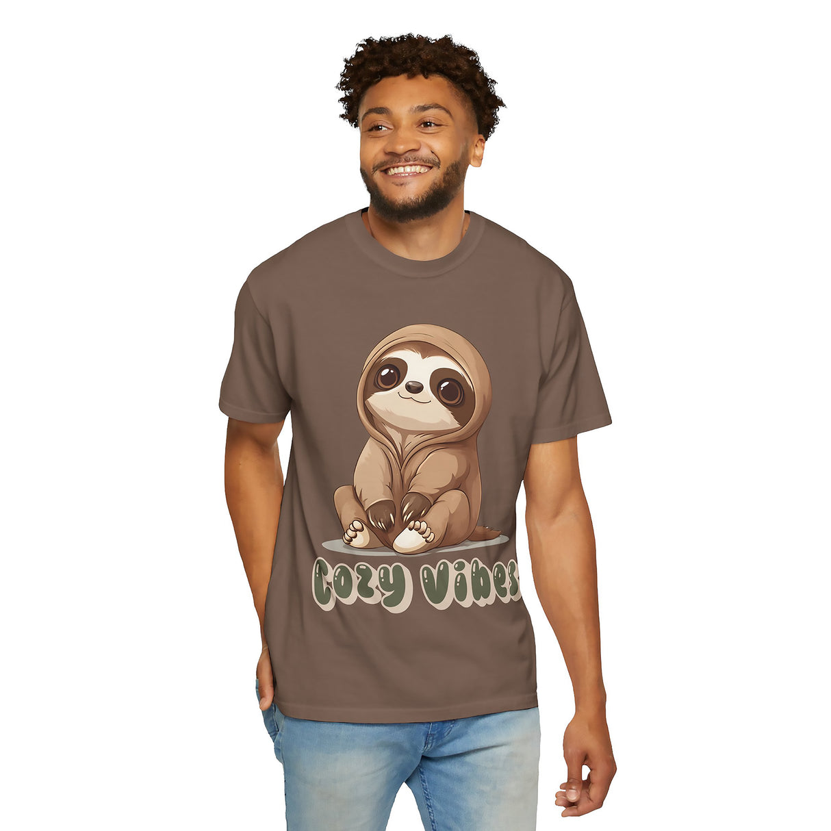 Cozy Vibes Sloth T-Shirt – Super Soft and Pre-Shrunk Unisex Comfort Tee