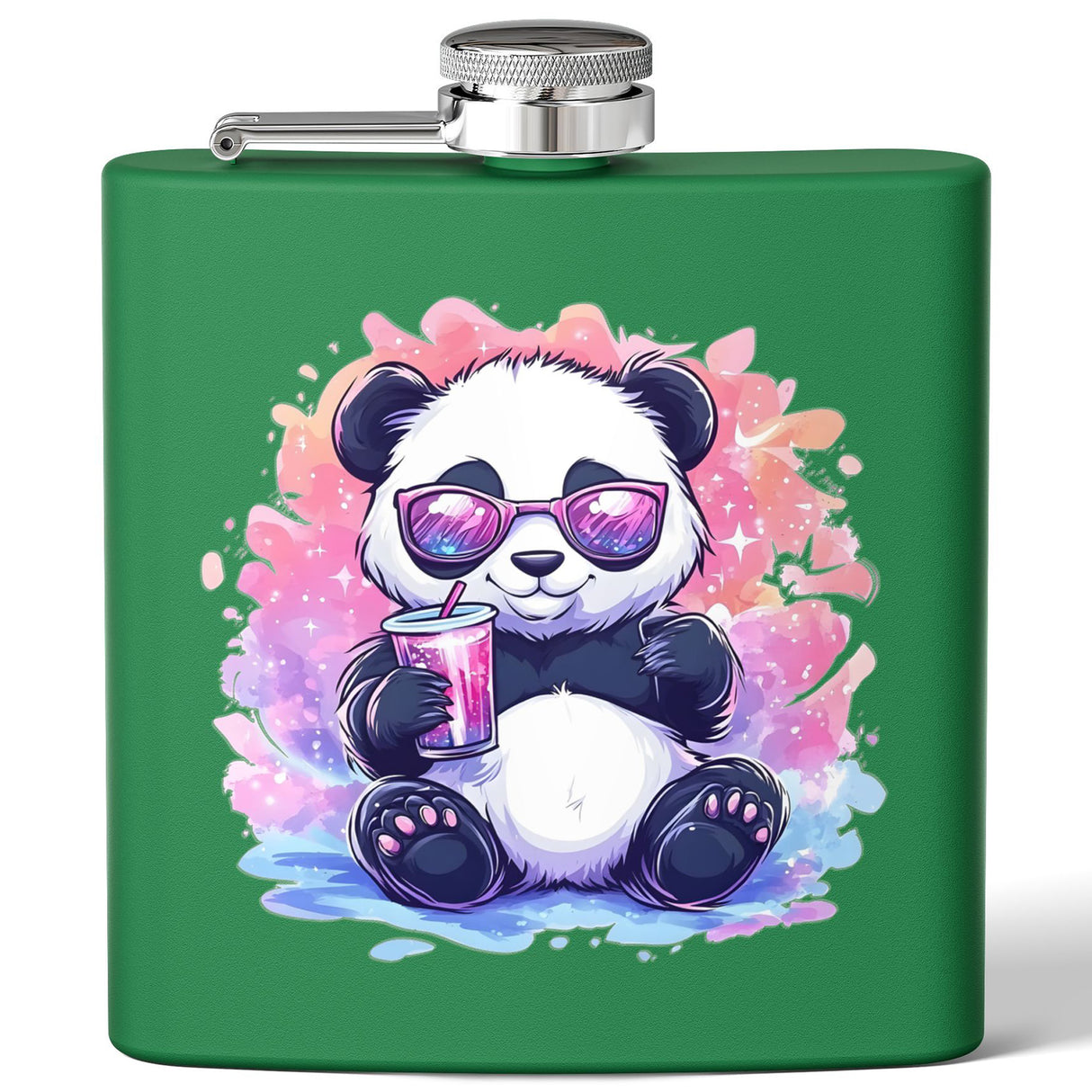 Stoner Hip Flask with Panda Design – Cute 6oz Stainless Steel Flask | Gift for Stoners, Kawaii Drinkware
