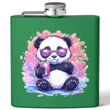 Stoner Hip Flask with Panda Design – Cute 6oz Stainless Steel Flask | Gift for Stoners, Kawaii Drinkware