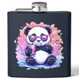 Stoner Hip Flask with Panda Design – Cute 6oz Stainless Steel Flask | Gift for Stoners, Kawaii Drinkware