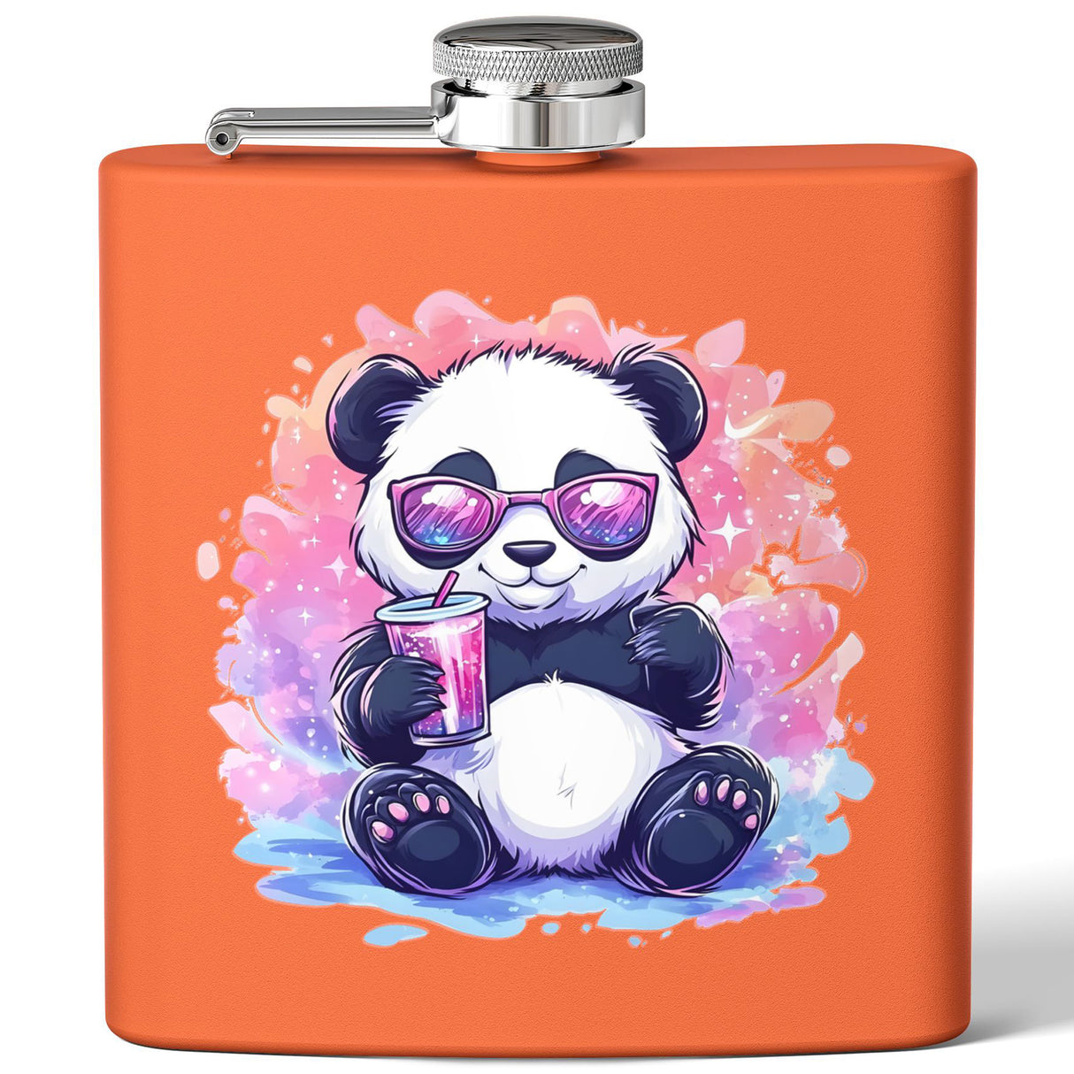 Stoner Hip Flask with Panda Design – Cute 6oz Stainless Steel Flask | Gift for Stoners, Kawaii Drinkware