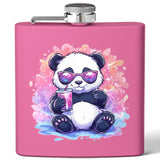 Stoner Hip Flask with Panda Design – Cute 6oz Stainless Steel Flask | Gift for Stoners, Kawaii Drinkware