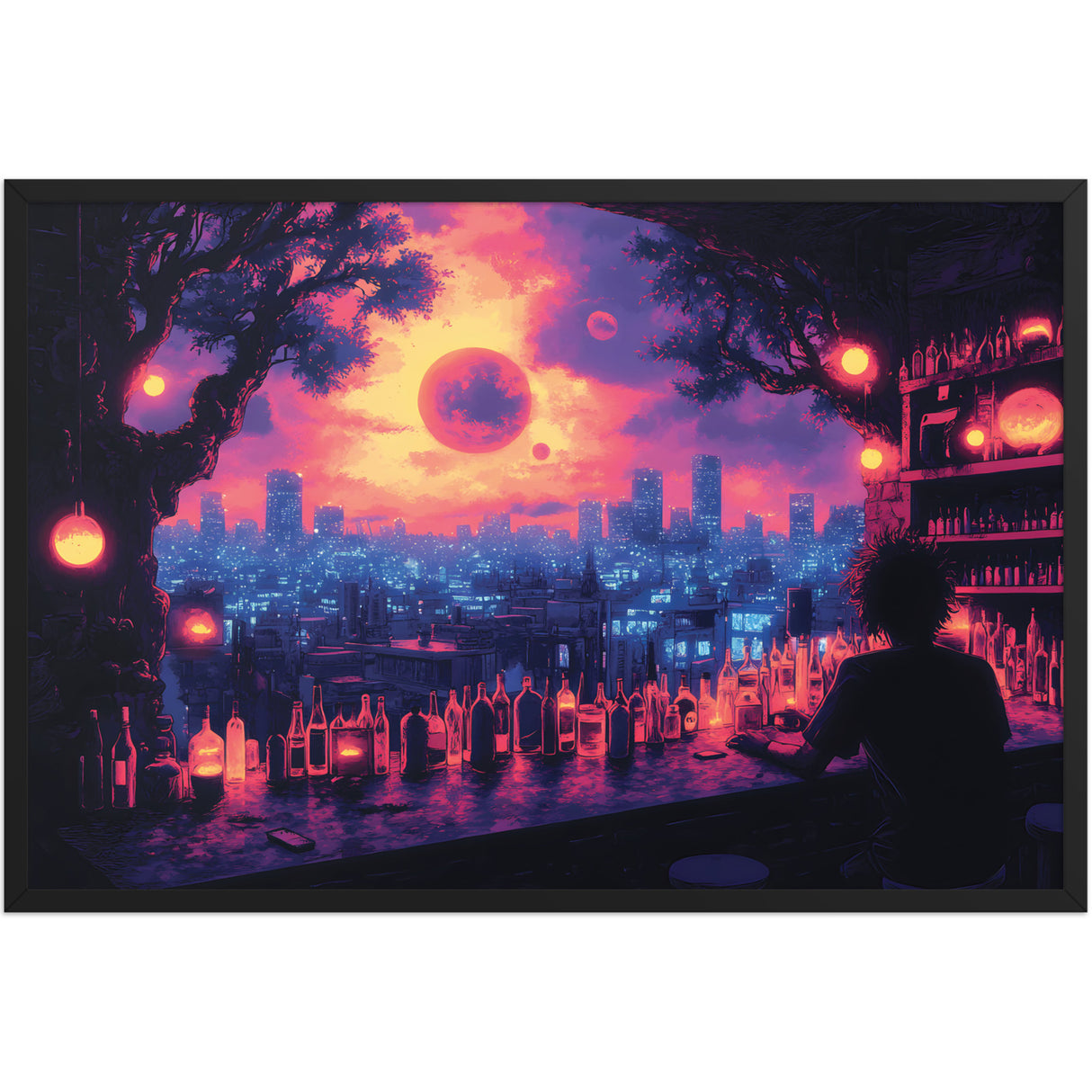Stoner Wall Art - Trippy Framed Poster | Science Fiction Fantasy Bar Decor