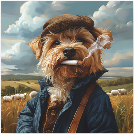 Yorkshire Terrier Smoking Blunt Canvas – Baked Breeds Dog Wall Art