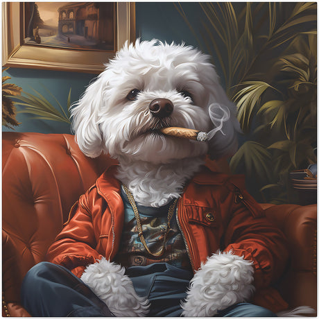 Maltipoo Smoking Blunt Canvas – Baked Breeds Stoner Dog Art