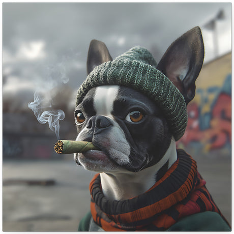 Boston Terrier Stoner Dog Canvas – Baked Breeds Wall Art