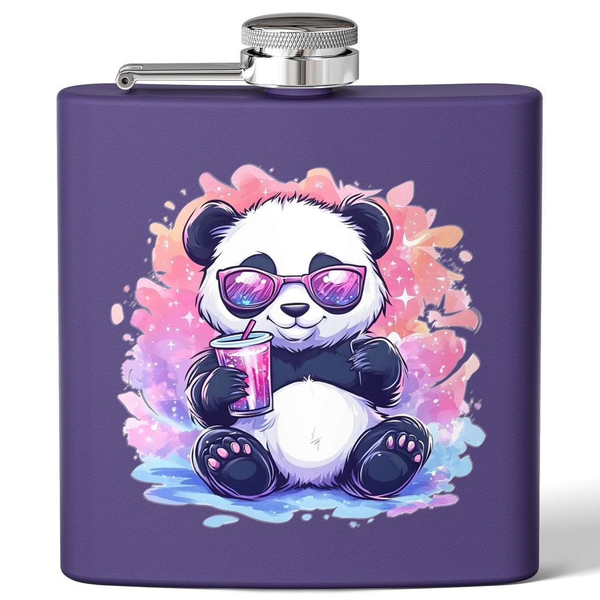 Stoner Hip Flask with Panda Design – Cute 6oz Stainless Steel Flask | Gift for Stoners, Kawaii Drinkware