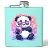 Stoner Hip Flask with Panda Design – Cute 6oz Stainless Steel Flask | Gift for Stoners, Kawaii Drinkware