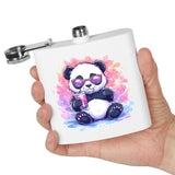 Stoner Hip Flask with Panda Design – Cute 6oz Stainless Steel Flask | Gift for Stoners, Kawaii Drinkware