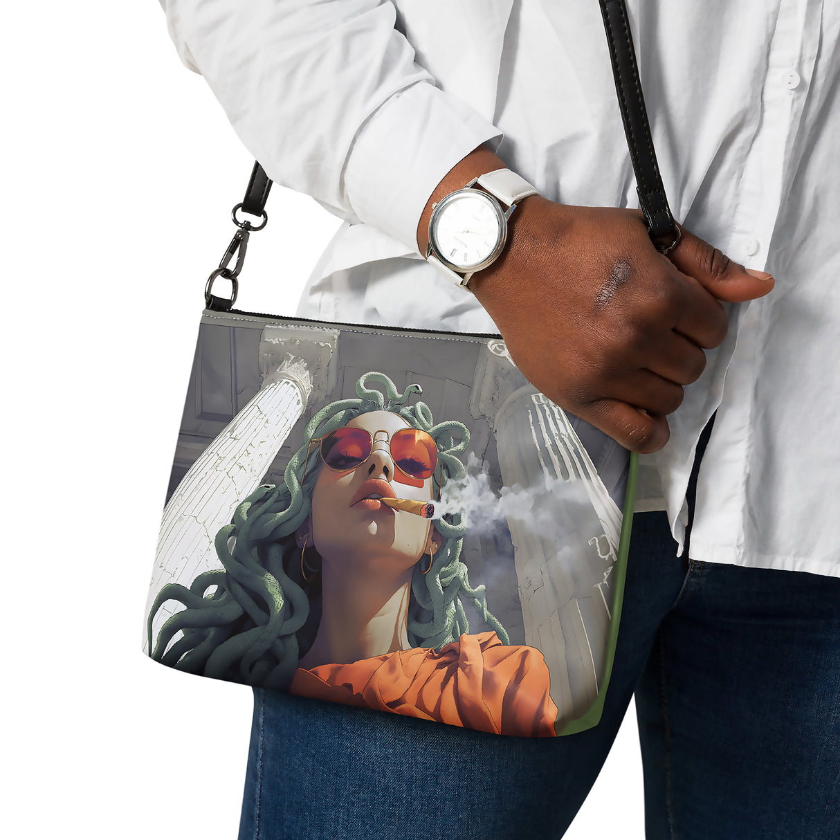 Medusa Stoned Crossbody Bag – Mythology Meets Modern Vibes