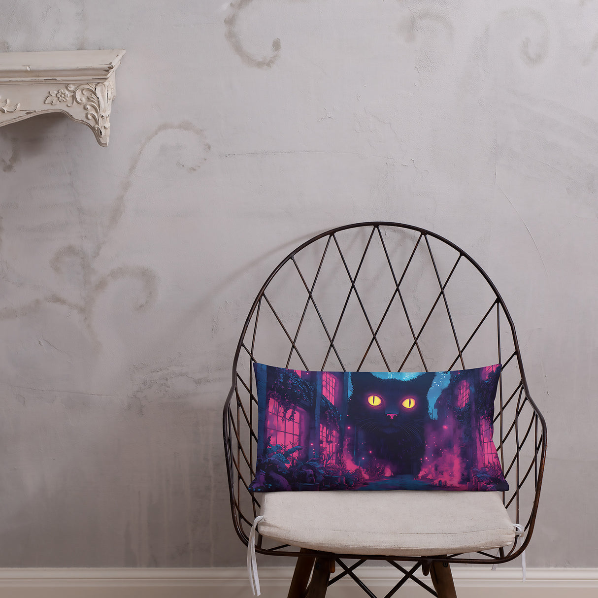 Psychedelic Cat Pillow – Stoner Room Decor, Trippy Aesthetic Accent