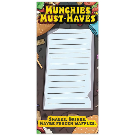 Munchies Must-Haves Magnetic Notepad – Funny Fridge Grocery List for Stoners & Snack Lovers