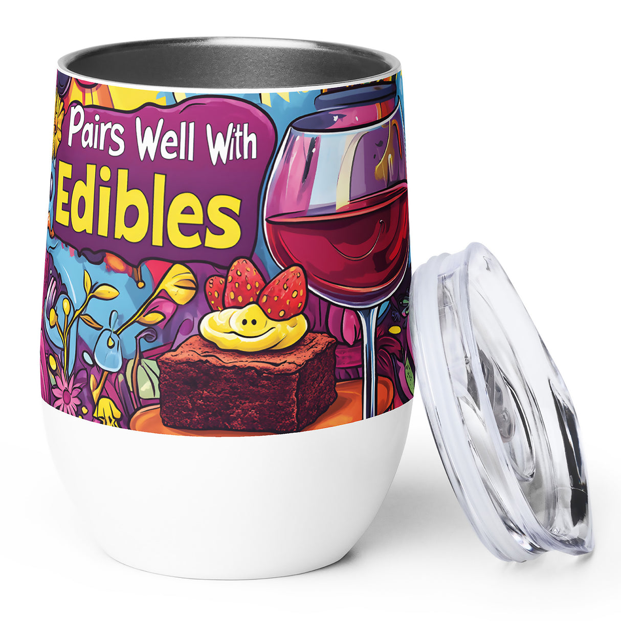 Pairs Well With Edibles Wine Tumbler – Funny Stoner Gift, Insulated Stainless Steel Tumbler
