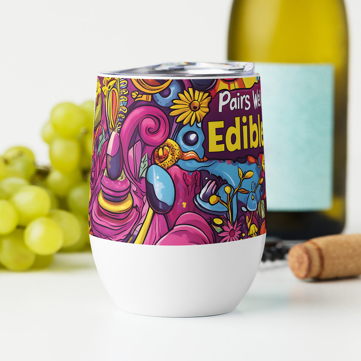 Pairs Well With Edibles Wine Tumbler – Funny Stoner Gift, Insulated Stainless Steel Tumbler